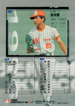 1996 CPBL Pro-Card Series 1 #17 Lin-Lien Wu Back
