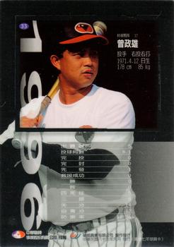 1996 CPBL Pro-Card Series 1 #33 Cheng-Hsiung Tseng Back