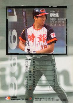 1996 CPBL Pro-Card Series 1 #37 Ming-Hsiung Liao Back