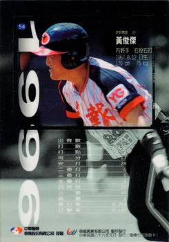 1996 CPBL Pro-Card Series 1 #54 Chun-Chieh Huang Back