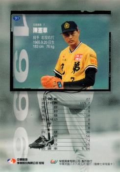 1996 CPBL Pro-Card Series 1 #91 Hsien-Chang Chen Back