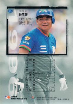 1996 CPBL Pro-Card Series 1 #134 Sheng-Feng Tsai Back