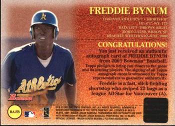 2001 Bowman - Autographs #BA-FB Freddie Bynum  Back