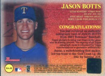 2001 Bowman - Autographs #BA-JB Jason Botts  Back