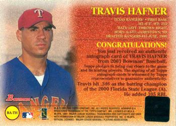 2001 Bowman - Autographs #BA-TH Travis Hafner  Back
