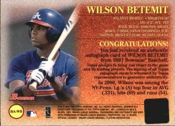 2001 Bowman - Autographs #BA-WB Wilson Betemit  Back