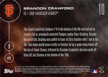2016 Topps Now #10 Brandon Crawford Back