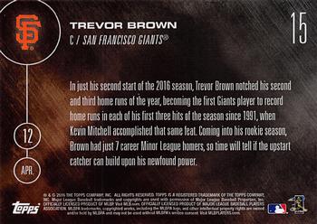2016 Topps Now #15 Trevor Brown Back