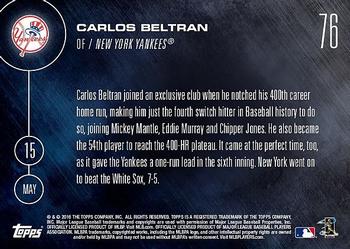 2016 Topps Now #76 Carlos Beltran Back