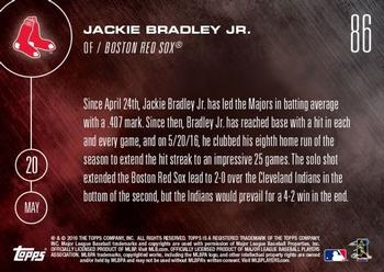 2016 Topps Now #86 Jackie Bradley Jr. Back