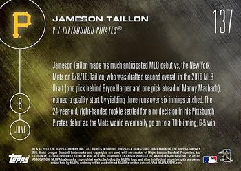 2016 Topps Now #137 Jameson Taillon Back