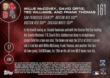 2016 Topps Now #161 Willie McCovey / David Ortiz / Ted Williams / Frank Thomas Back