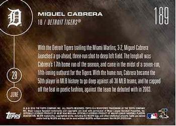2016 Topps Now #189 Miguel Cabrera Back
