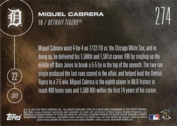 2016 Topps Now #274 Miguel Cabrera Back