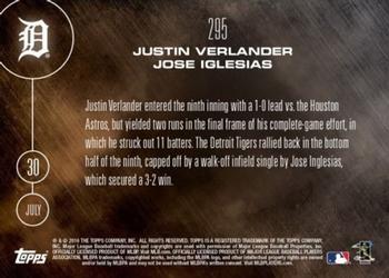 2016 Topps Now #295 Justin Verlander / Jose Iglesias Back