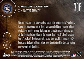 2016 Topps Now #306 Carlos Correa Back