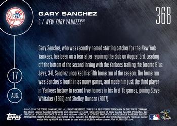 2016 Topps Now #368 Gary Sanchez Back