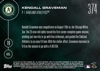 2016 Topps Now #374 Kendall Graveman Back