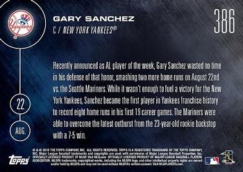 2016 Topps Now #386 Gary Sanchez Back
