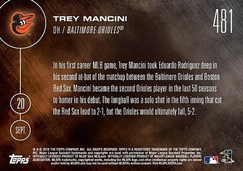 2016 Topps Now #481 Trey Mancini Back
