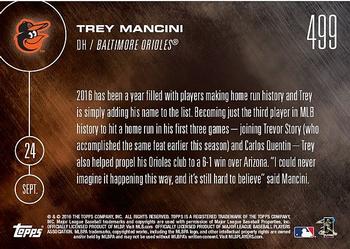 2016 Topps Now #499 Trey Mancini Back