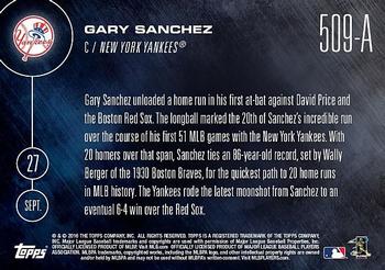 2016 Topps Now #509-A Gary Sanchez Back