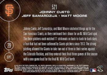 2016 Topps NOW 521 Johnny Cueto Matt Moore Jeff Samardzija Giants ONLY 339 Print 
