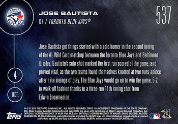 2016 Topps Now #537 Jose Bautista Back