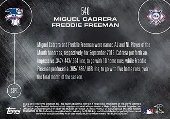 2016 Topps Now #540 Miguel Cabrera / Freddie Freeman Back