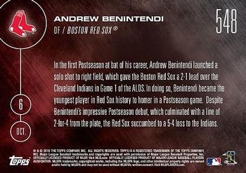2016 Topps Now #548 Andrew Benintendi Back