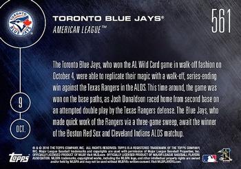 2016 Topps Now #561 Toronto Blue Jays Back