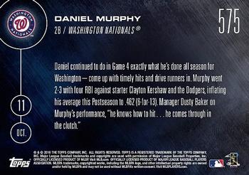 2016 Topps Now #575 Daniel Murphy Back