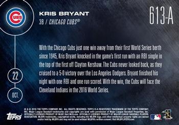 2016 Topps Now #613-A Kris Bryant Back