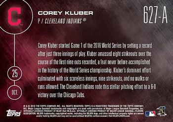 2016 Topps Now #627-A Corey Kluber Back