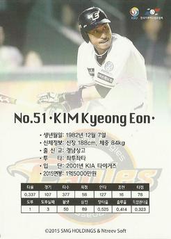 2015-16 SMG Ntreev Super Star Gold Edition #SBCGE-089-N Kyung-Eon Kim Back