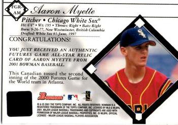2001 Bowman - Futures Game Relics #FGR-AM Aaron Myette Back