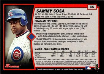 2001 Bowman - Gold #55 Sammy Sosa Back