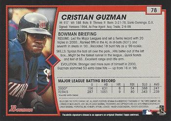 2001 Bowman - Gold #78 Cristian Guzman Back