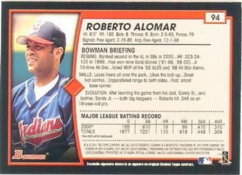 2001 Bowman - Gold #94 Roberto Alomar Back