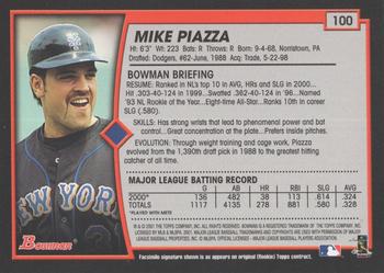 2001 Bowman - Gold #100 Mike Piazza Back