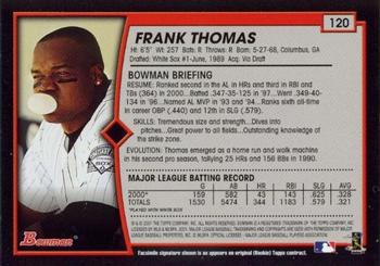 2001 Bowman - Gold #120 Frank Thomas Back
