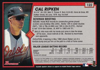 2001 Bowman - Gold #122 Cal Ripken Jr. Back
