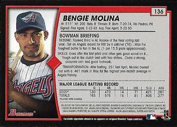 2001 Bowman - Gold #136 Bengie Molina Back