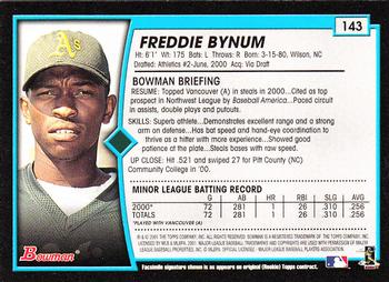 2001 Bowman - Gold #143 Freddie Bynum Back