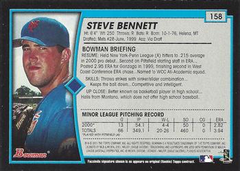 2001 Bowman - Gold #158 Steve Bennett Back