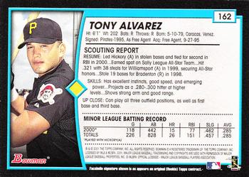 2001 Bowman - Gold #162 Tony Alvarez Back