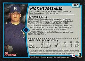 2001 Bowman - Gold #180 Nick Neugebauer Back