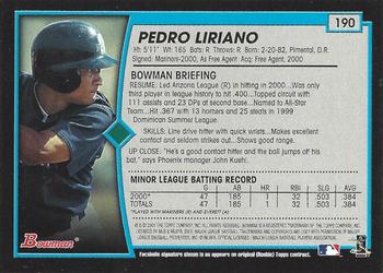 2001 Bowman - Gold #190 Pedro Liriano Back