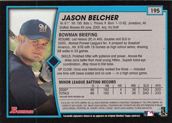 2001 Bowman - Gold #195 Jason Belcher Back