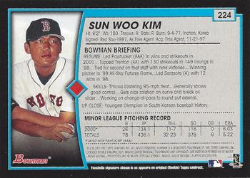 2001 Bowman - Gold #224 Sun Woo Kim Back